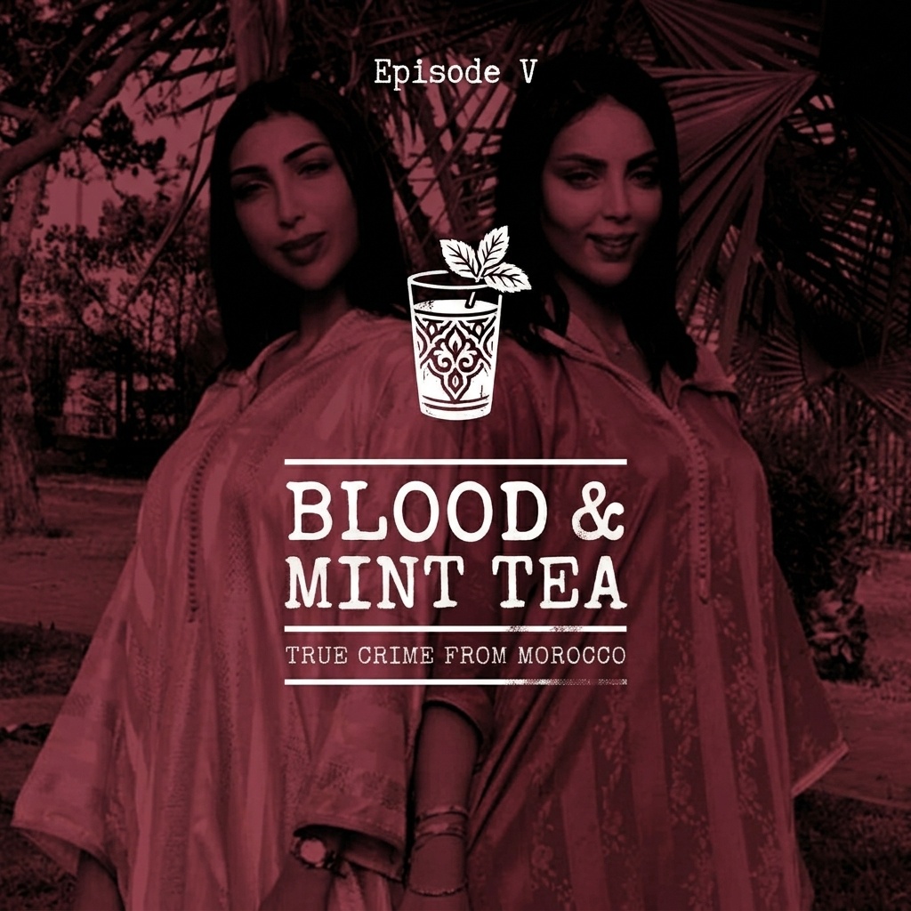Blood & Mint Tea episode 5 cover art — two young women in a Marrakesh garden, for Morocco's Hamza Mon Bb blackmail ring